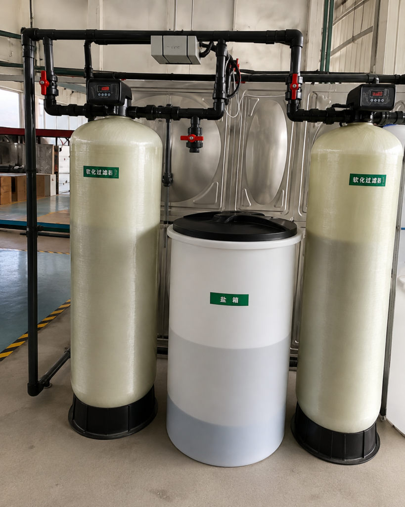 Industrial Duplex Water Softener System with Automatic Twin FRP Tanks