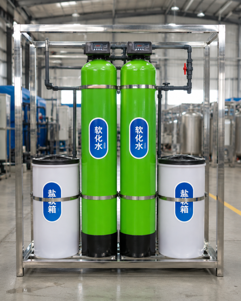 Industrial Duplex Water Softener System with Automatic Twin FRP Tanks
