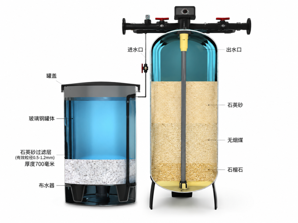 Industrial Duplex Water Softener System with Automatic Twin FRP Tanks device parameter