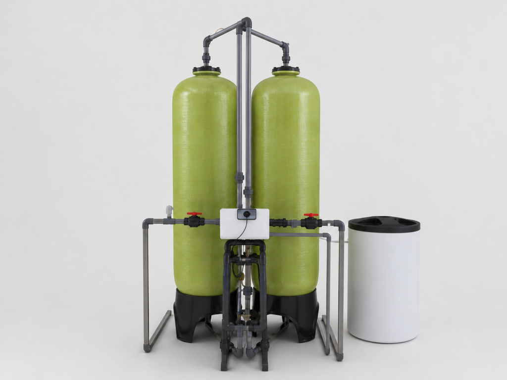 Industrial Duplex Water Softener System with Automatic Twin FRP Tanks